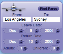 AirCompare Yahoo! Widget