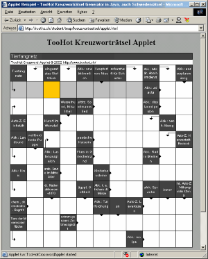 TooHot Crossword Puzzle Java Applet